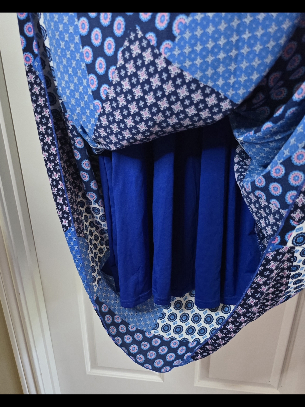 Blue Patterned Smocked Maxi Dress with Spaghetti Straps - Picture 8 of 8